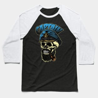 Captain Sailor Man Skull Baseball T-Shirt